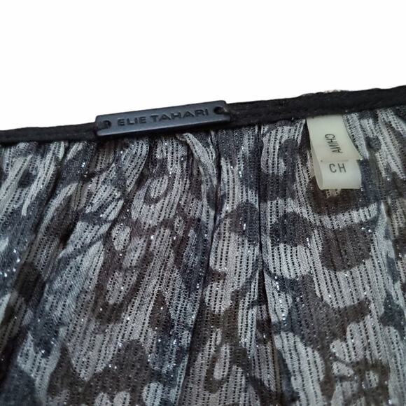 Elie Tahari Sheer Silk Peasant Tassel Blouse - Picture 4 of 8